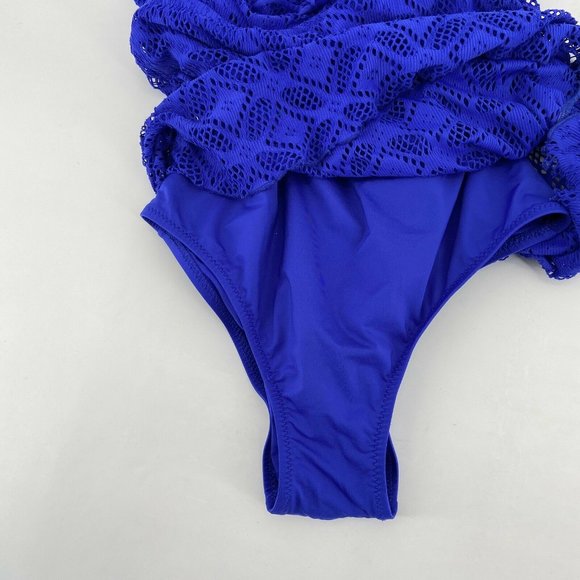 Becca Purple Crochet Ruched One Piece Swimsuit - Picture 6 of 6